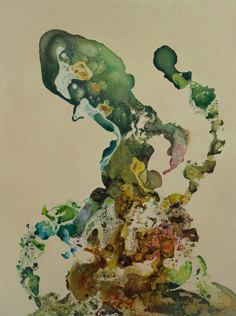 ice, oil, printer ink on canvas, 60x80
